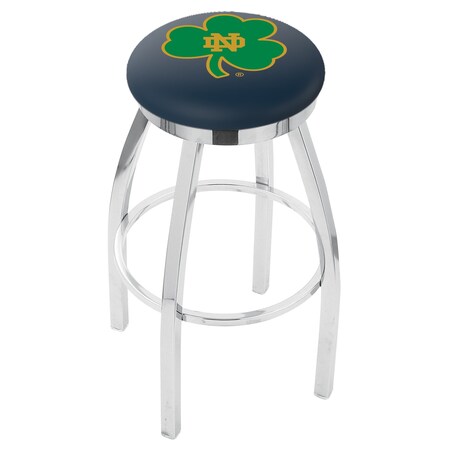 Holland Bar Stool Co 30" Chrome Notre Dame Shamrock Swivel Bar Stool, Accent Ring L8C2C30ND-Shm